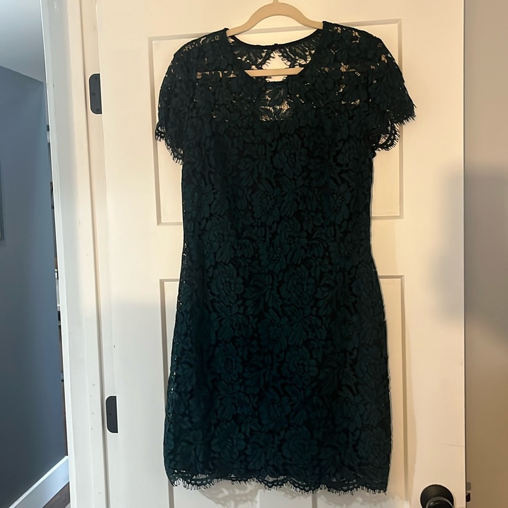 Green lace and blue cocktail dress, banana republic, size 12